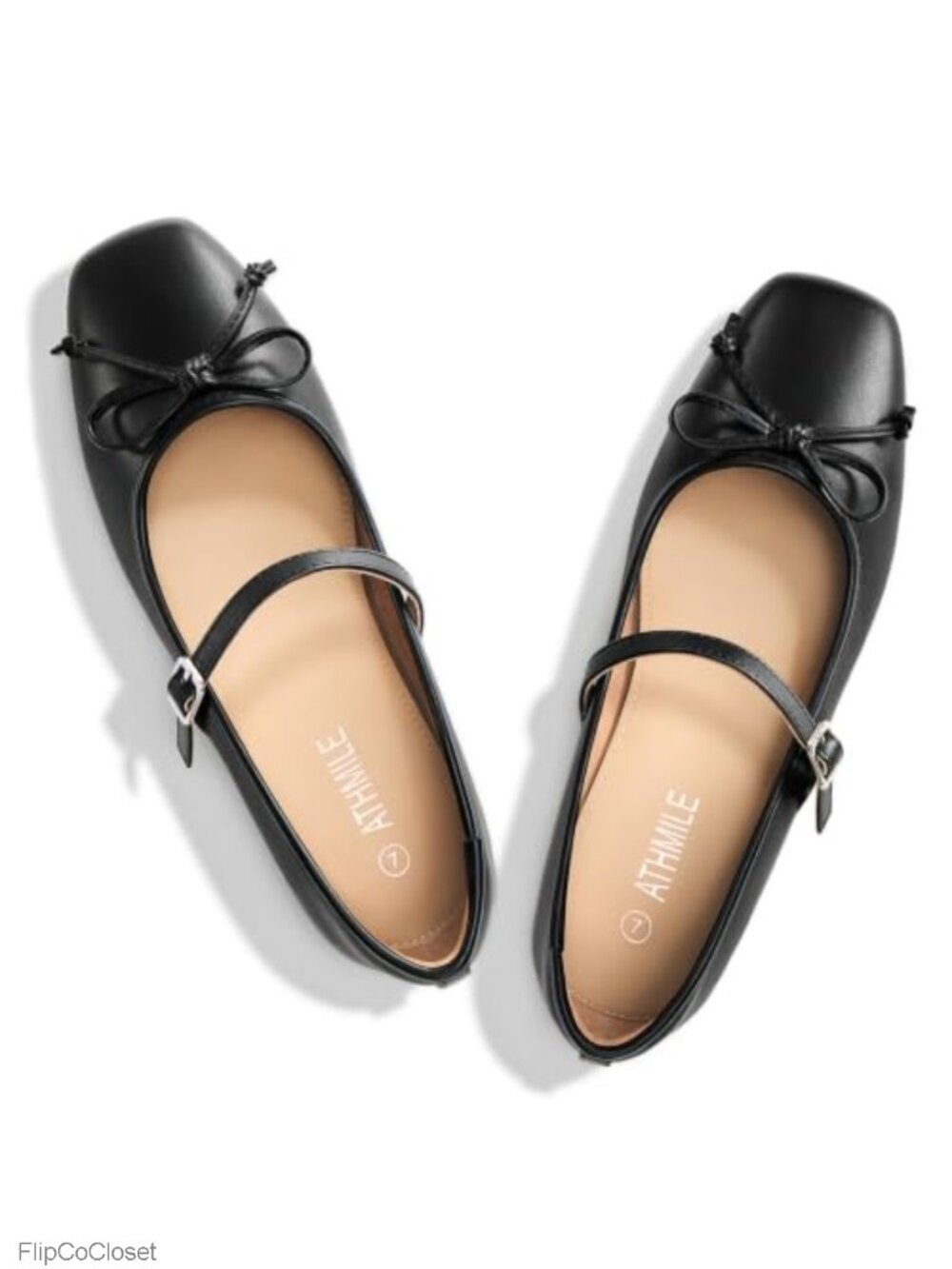 Mary Jane Flats Square Toe Ballet Flats Faux Leather Business Casual